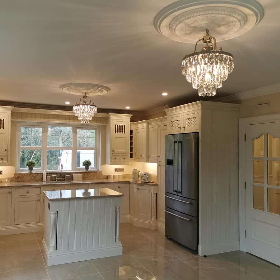 Crystal chandelier kitchen lighting