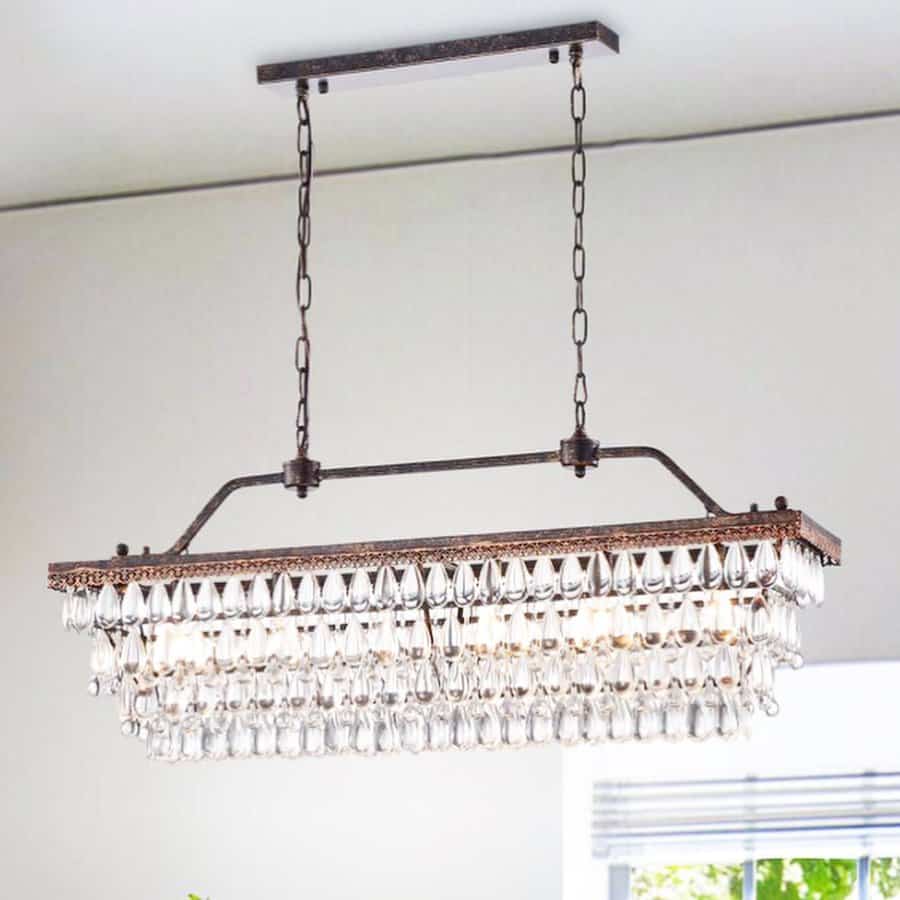 Crystal chandelier kitchen lighting