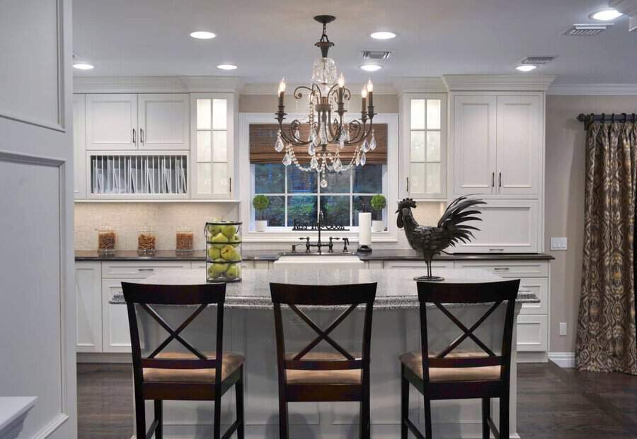 Crystal chandelier kitchen lighting