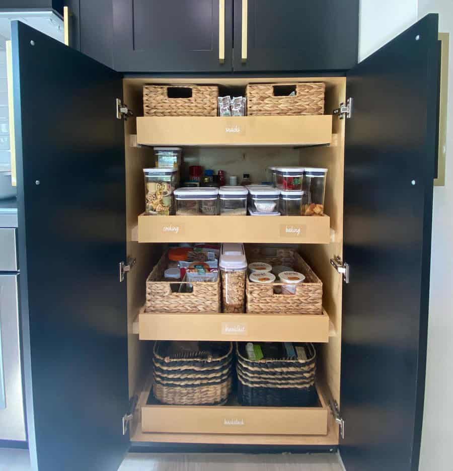 Pantry with pull out shelving units 