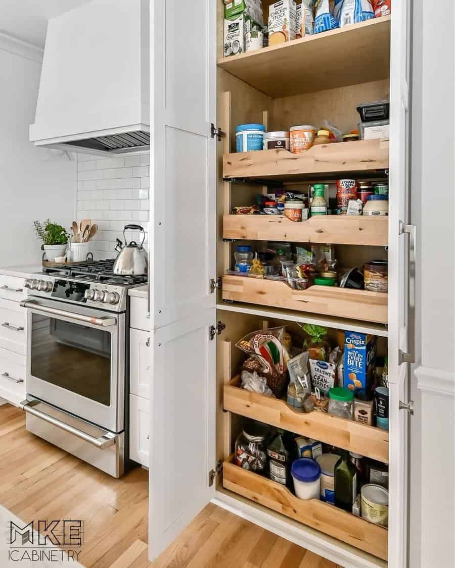 Pantry with pull out shelving units 