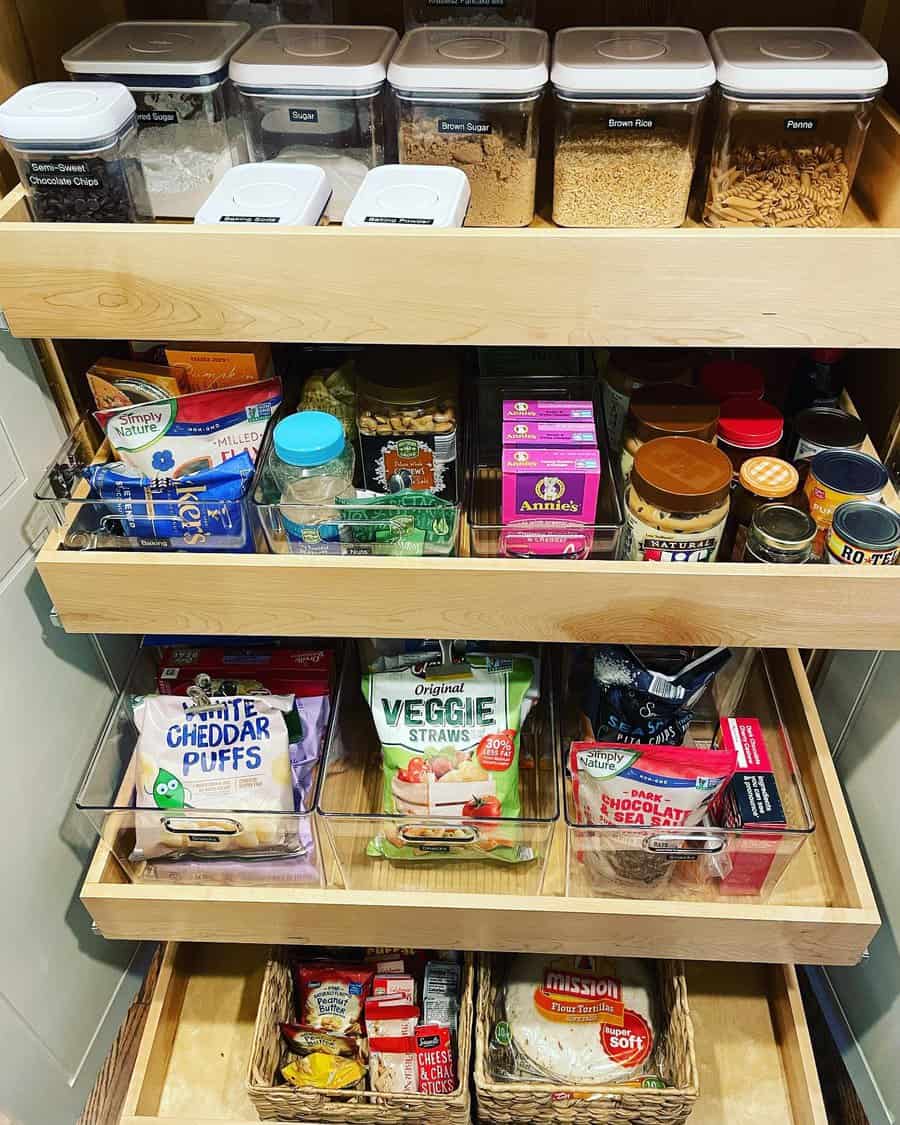 Pantry with pull out shelving units 