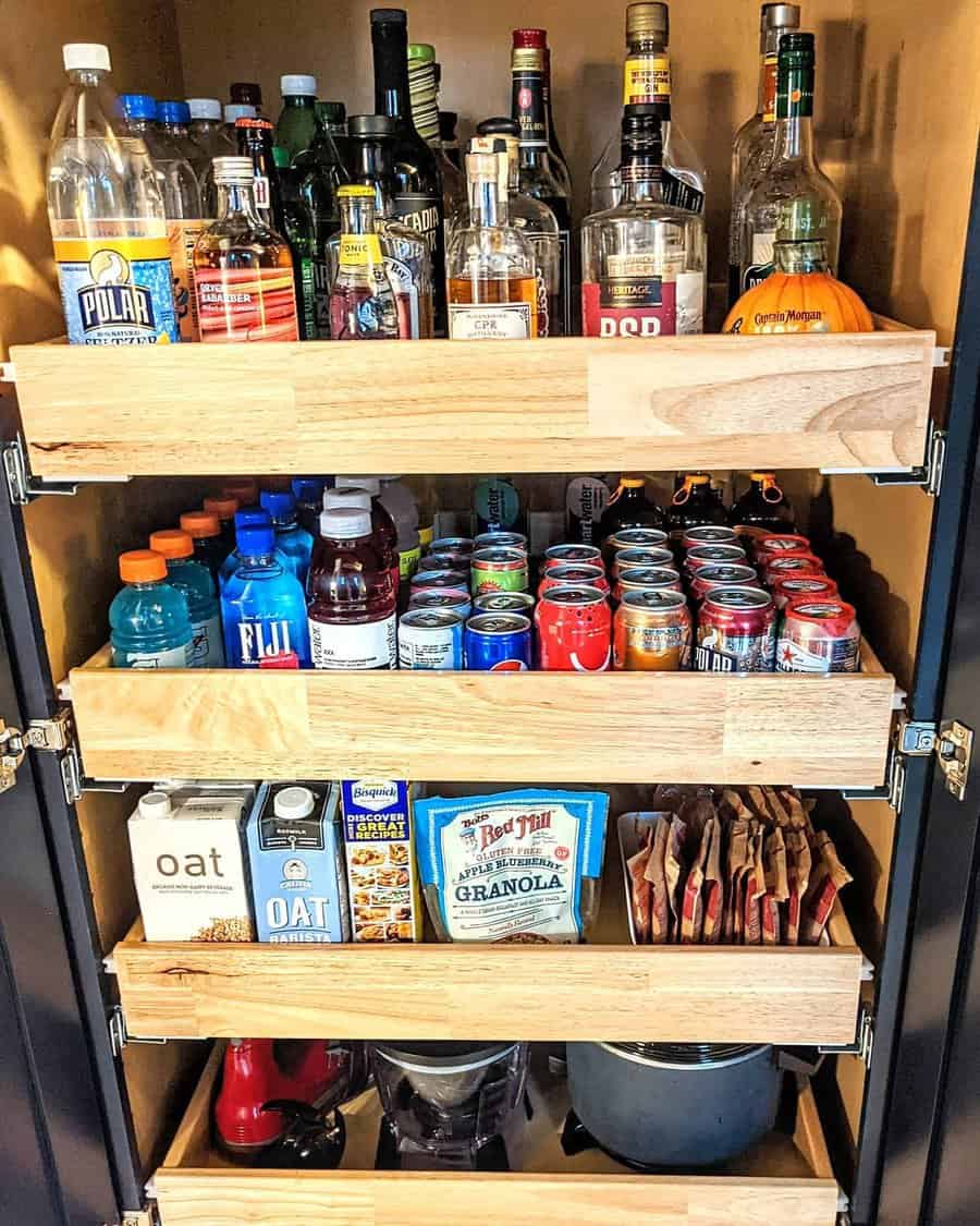 Pantry with pull out shelving units 