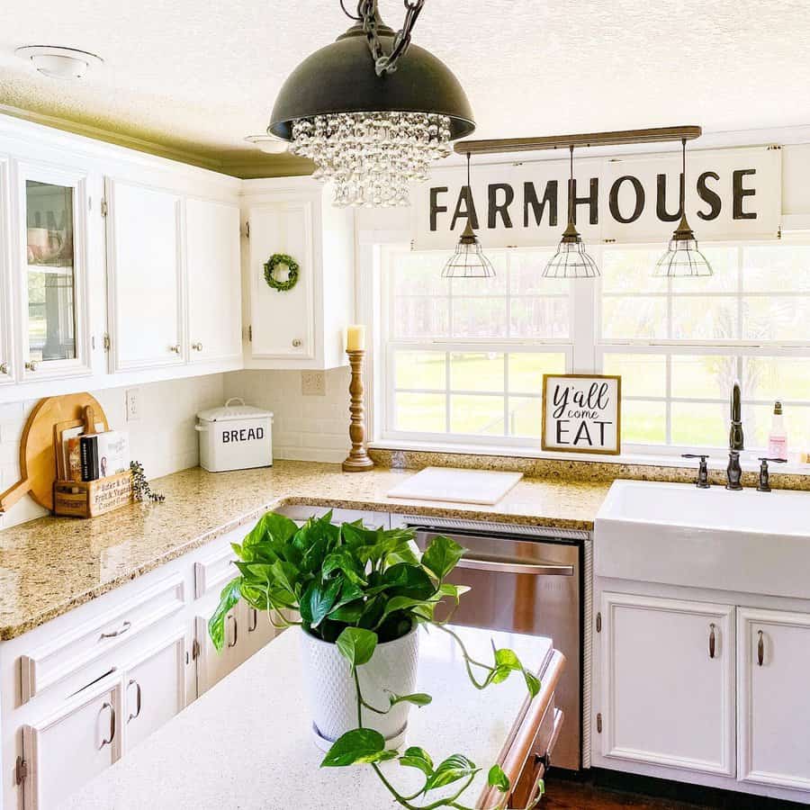 Crystal chandelier kitchen lighting