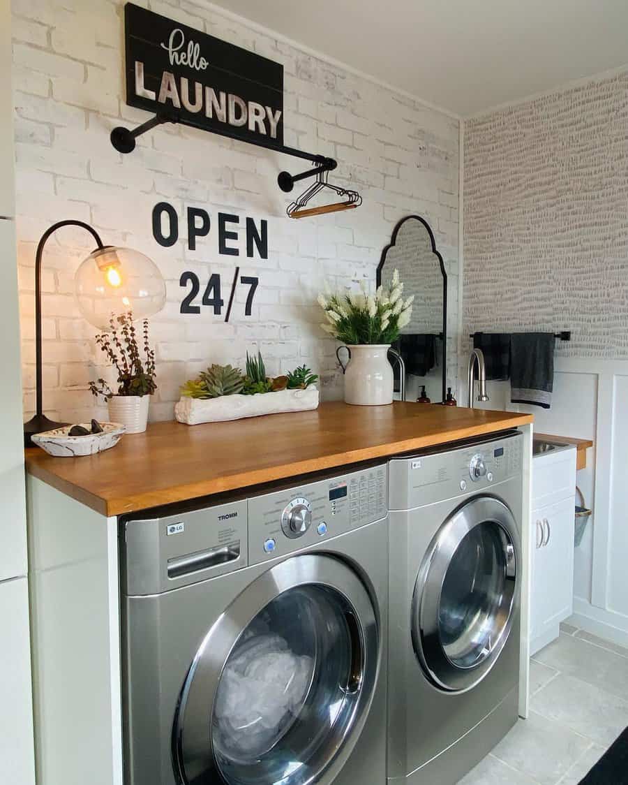 Farmhouse themed laundry area