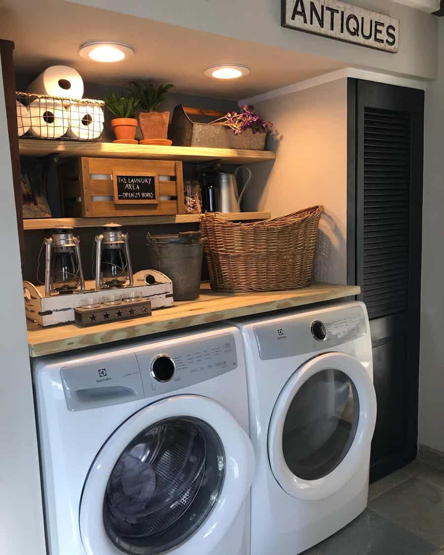 Farmhouse themed laundry area