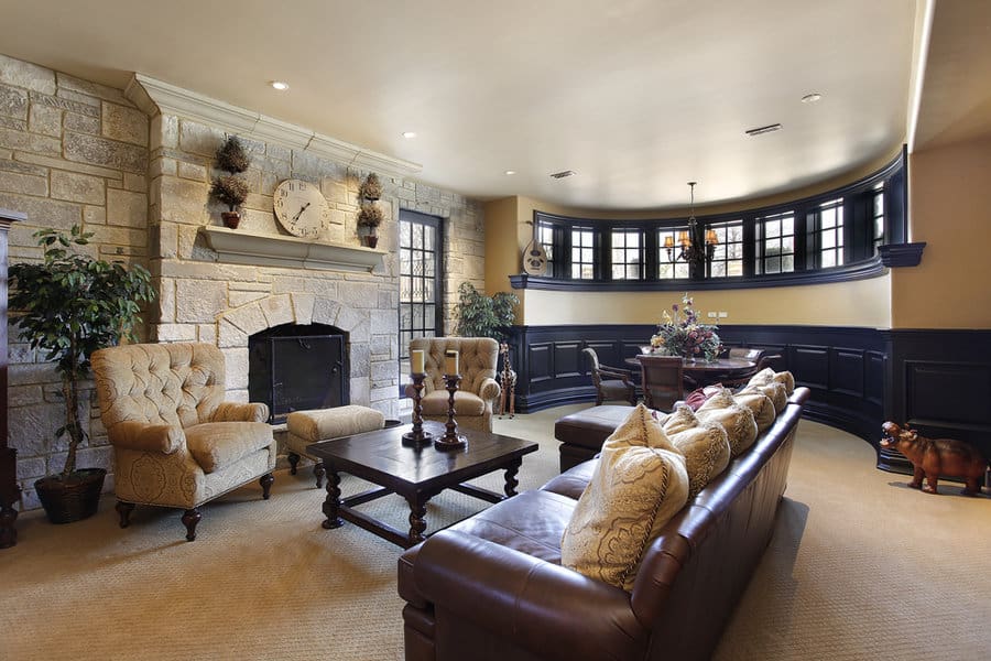 lounge area with fireplace
