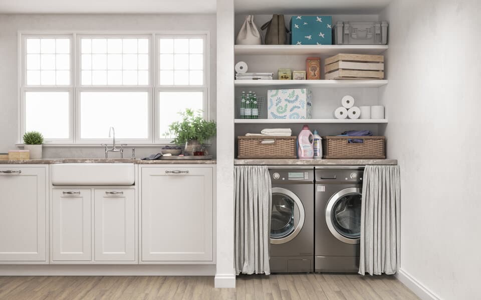 Recessed laundry area