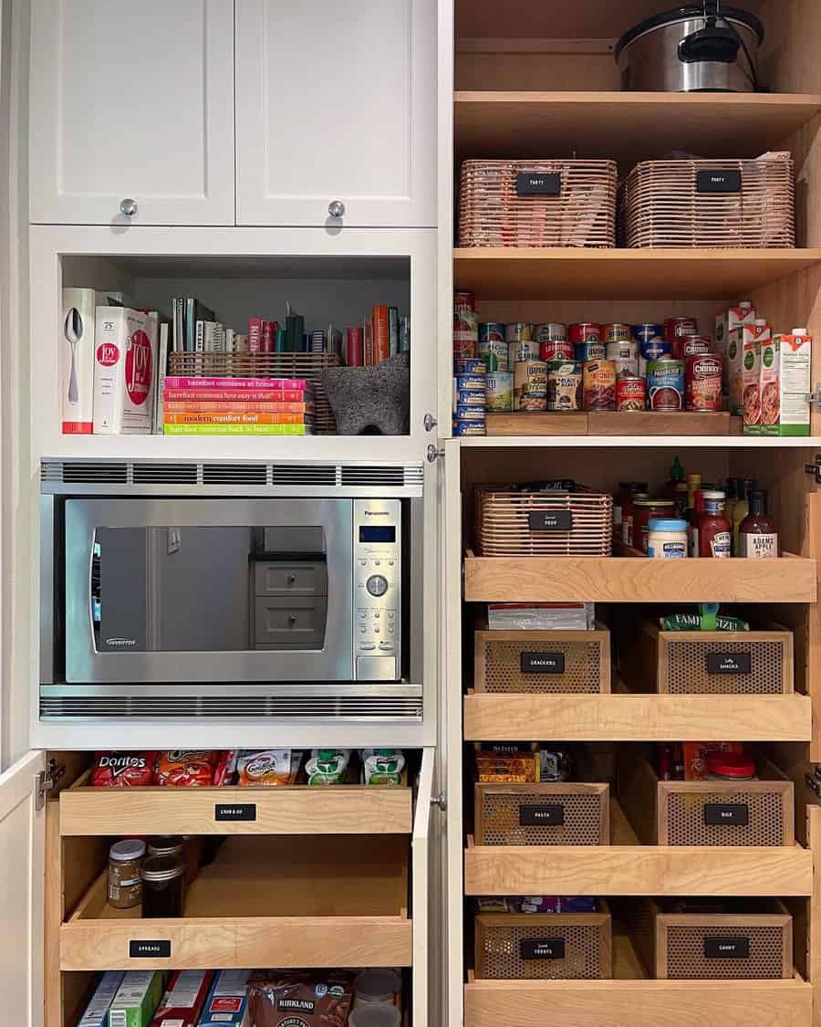 Pantry with pull out shelving units 