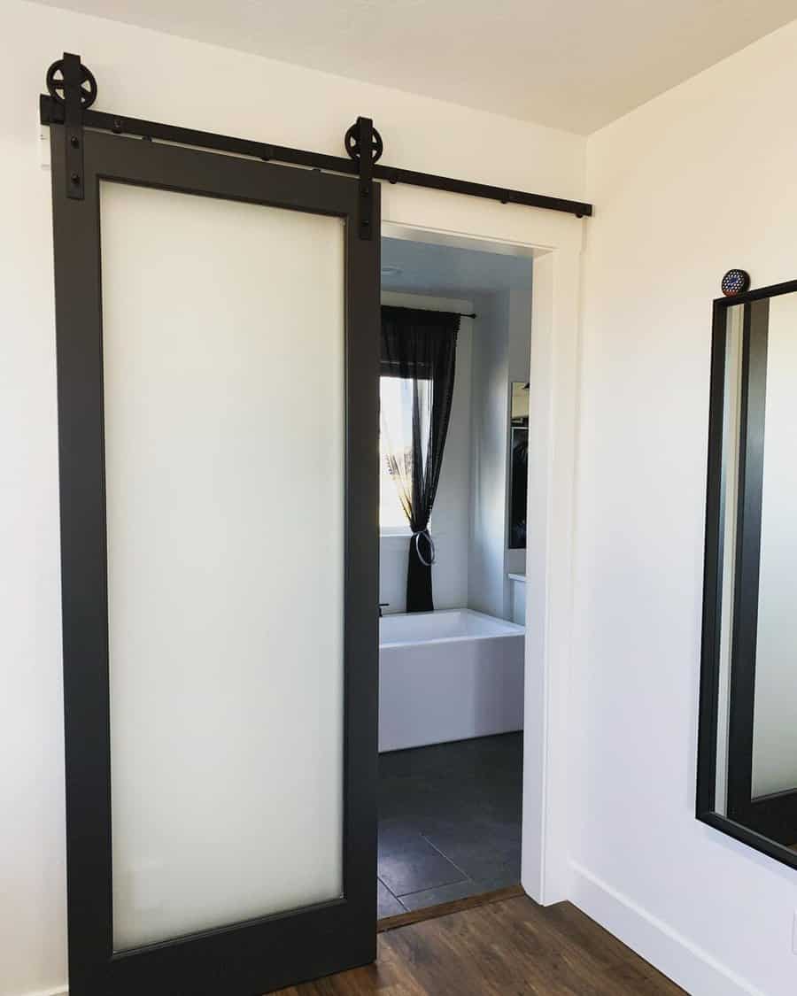 Framed glass barn door