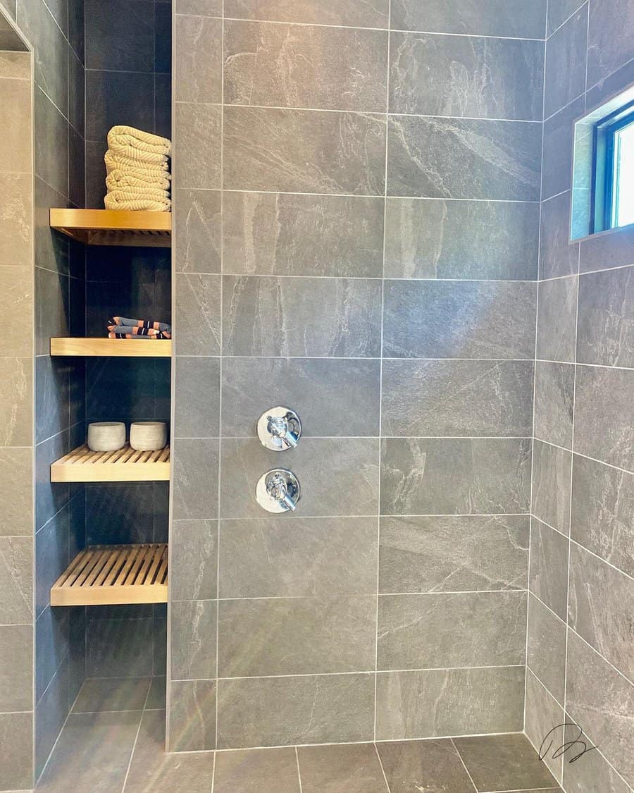 Recessed shower shelf