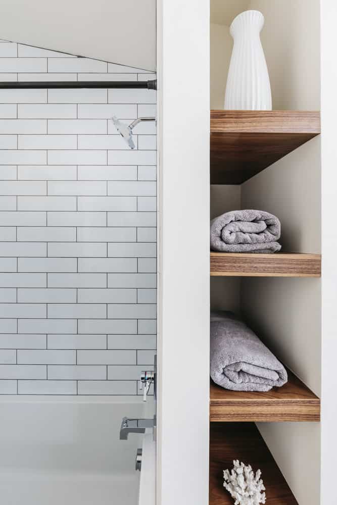 recessed shower shelf