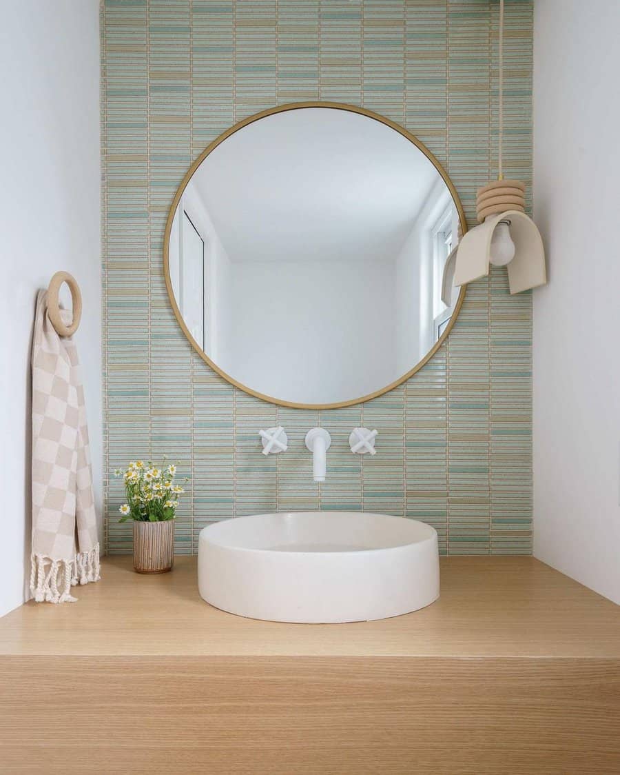 Powder room with countertop basin