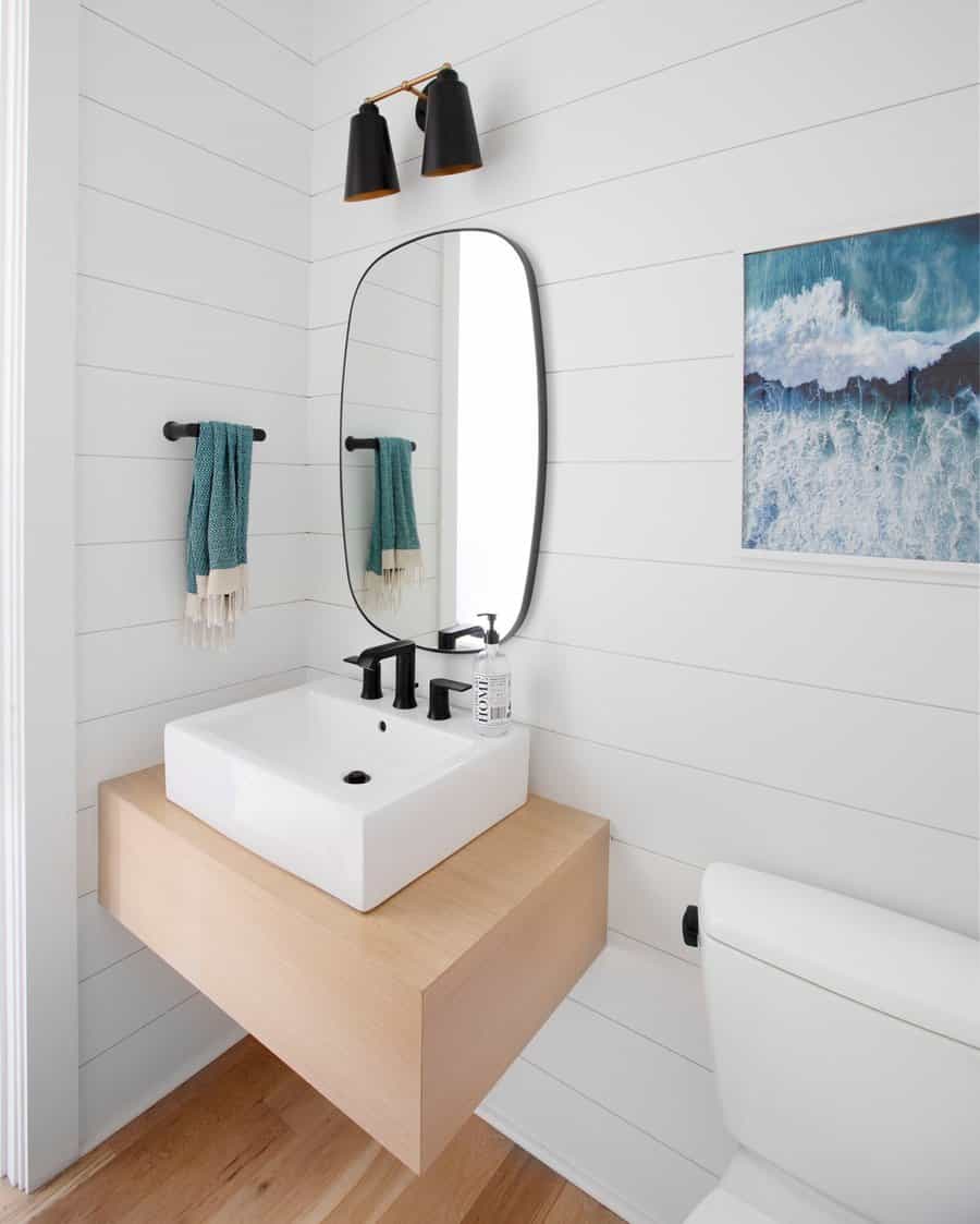 Powder room with countertop basin