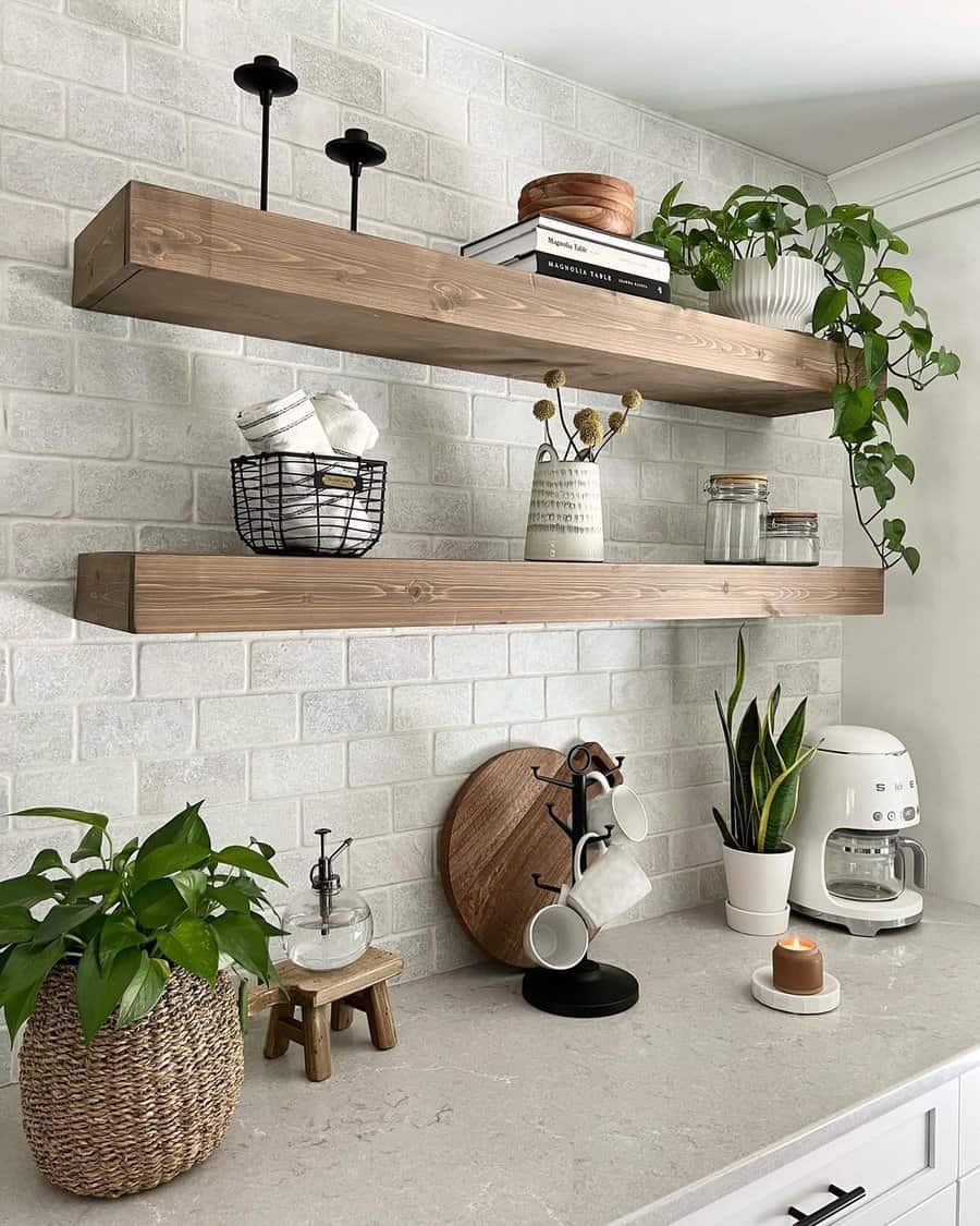 wall-mounted floating shelves