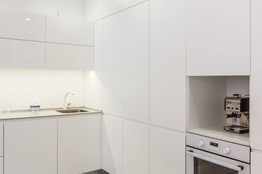 modern high-gloss white cabinets