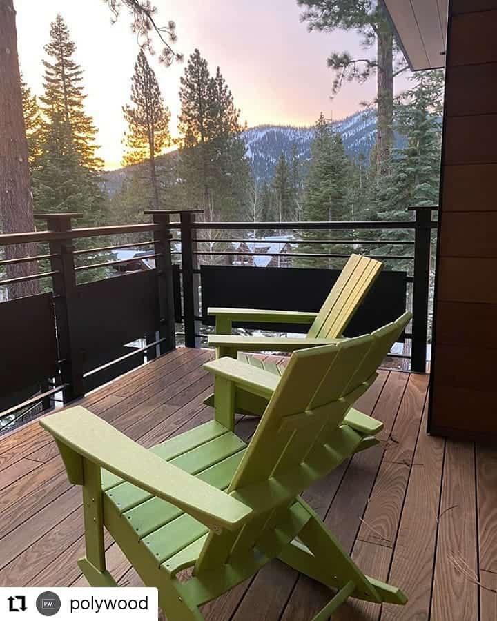 Adirondack chairs on a deck