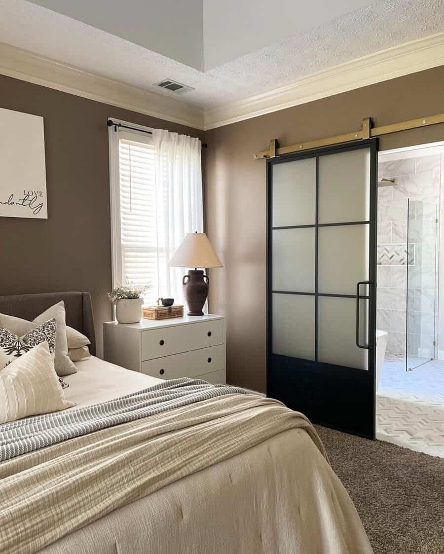 Framed glass barn door