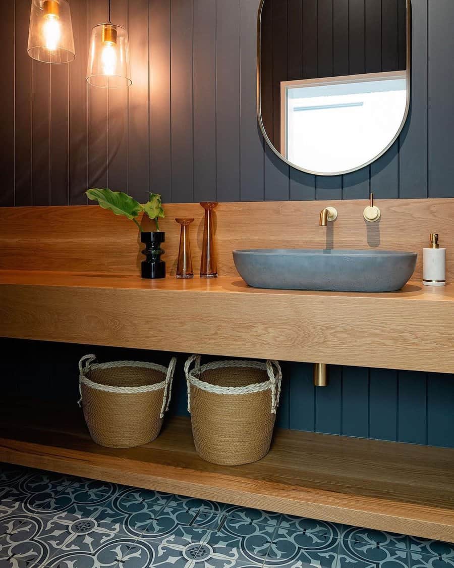 Powder room with countertop basin