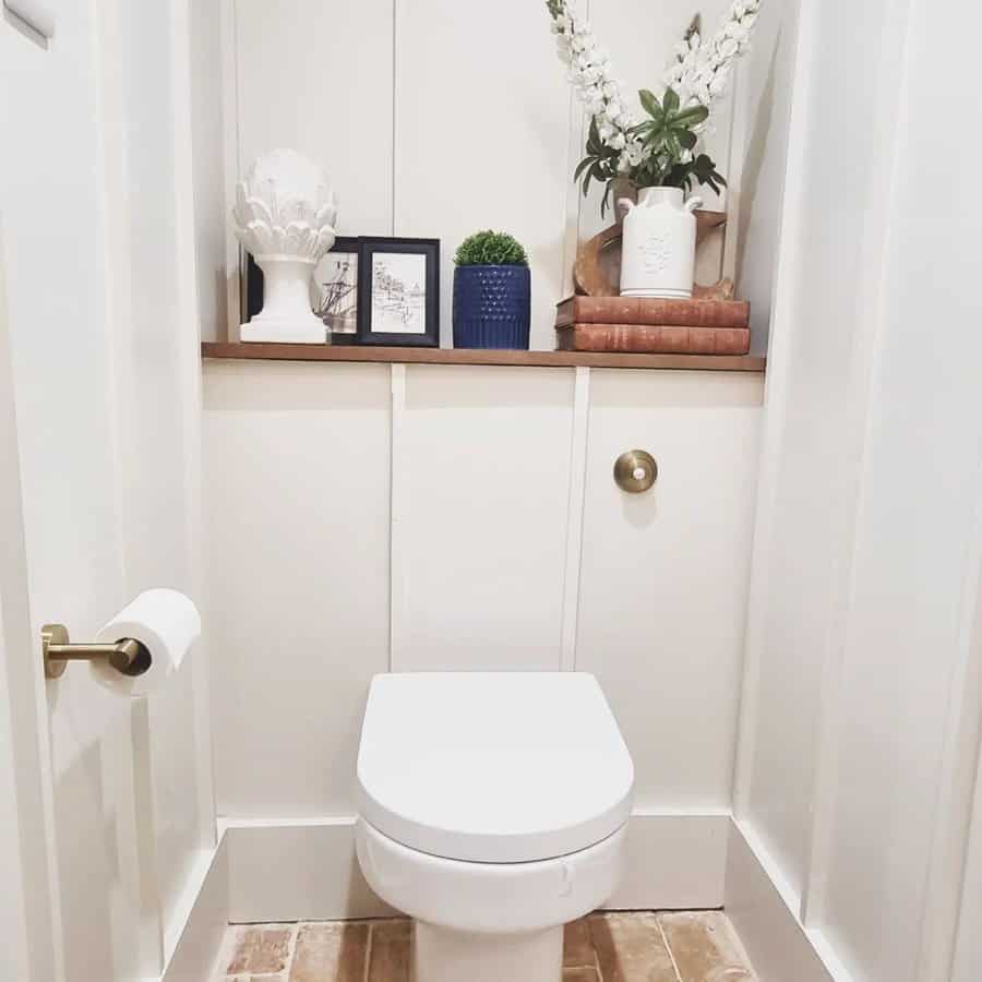 powder room floating shelves 