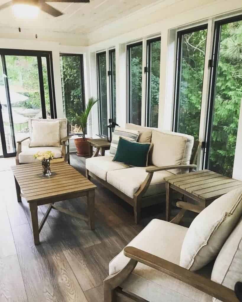 Sunroom with full length window