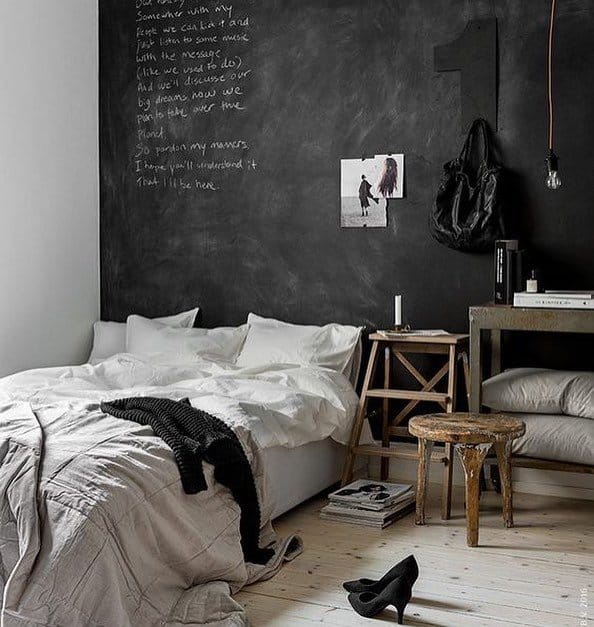 farmhouse black and white bedroom