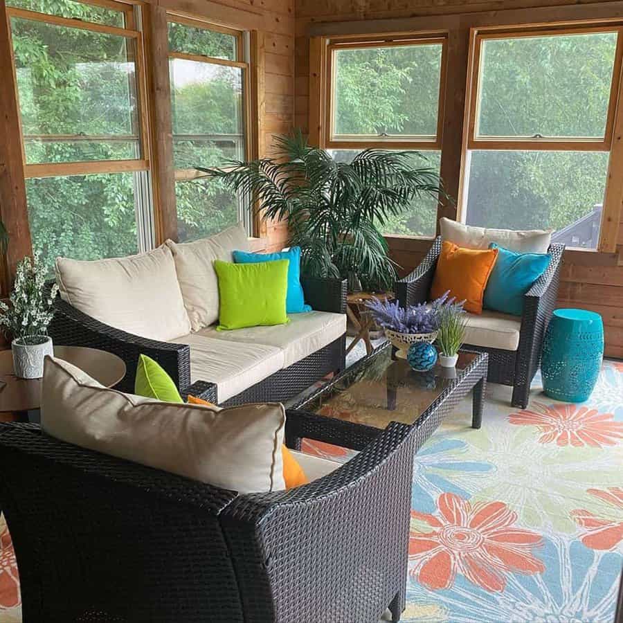 cabin-style sunroom