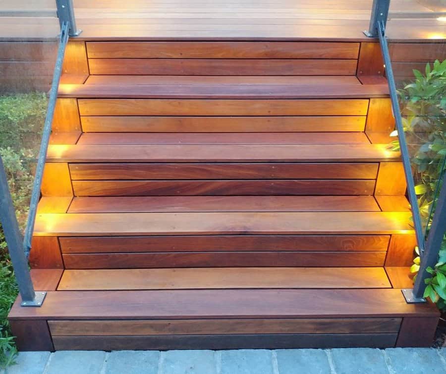 Recessed deck lights on stairs