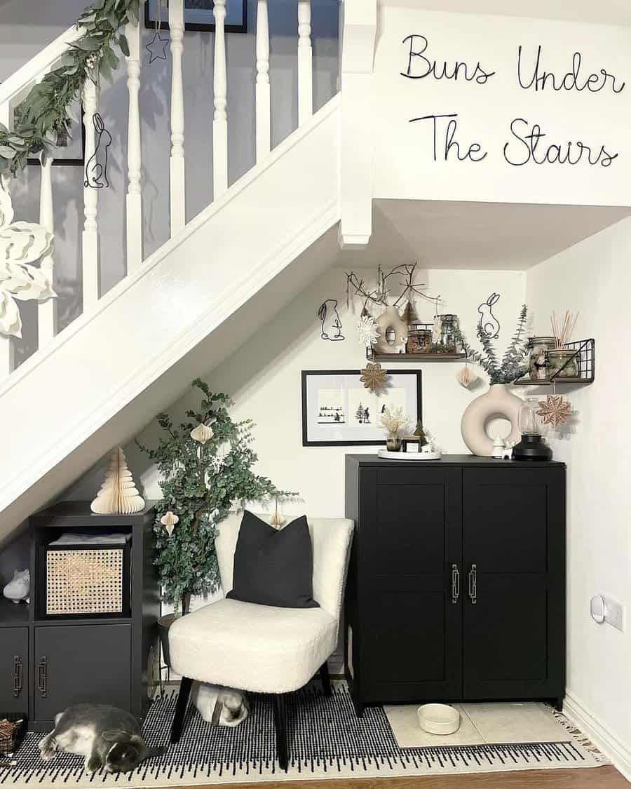 under-the-stairs reading nook