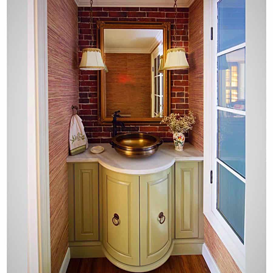 Powder room with countertop basin