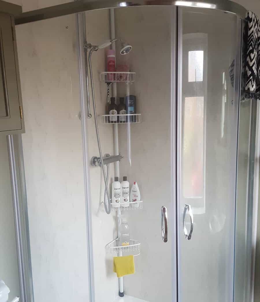 Corner shower shelf