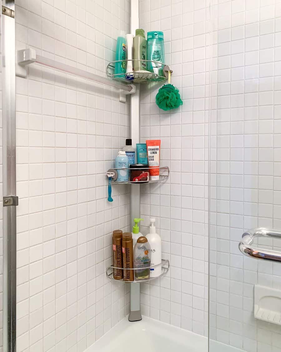 Corner shower shelf