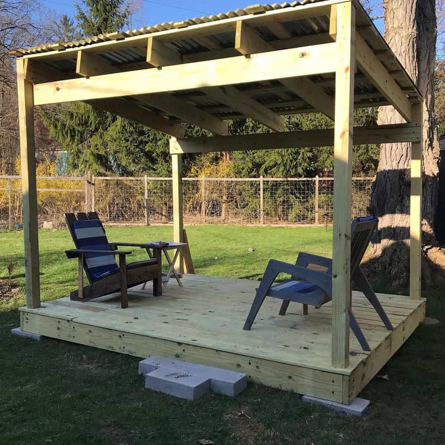 DIY freestanding covered wood deck