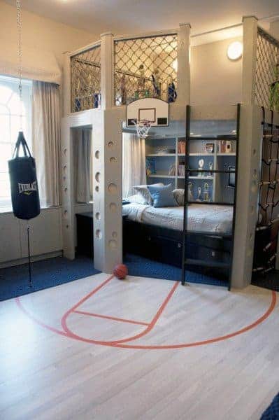 sports-themed boys' bedroom