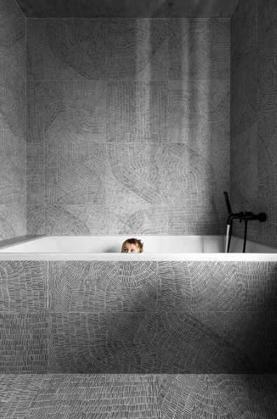 bathtub tile design inspiration grey pattern