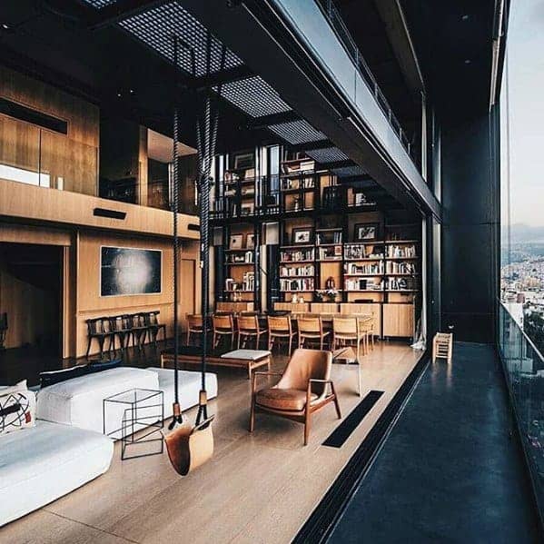 Black and wood interior