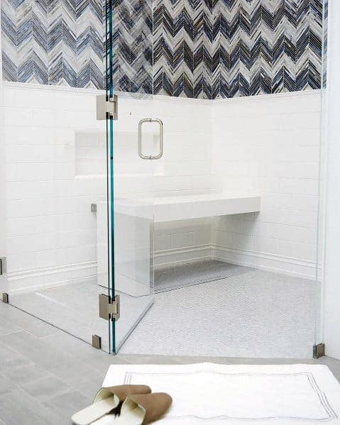 contemporary white design ideas for shower bench
