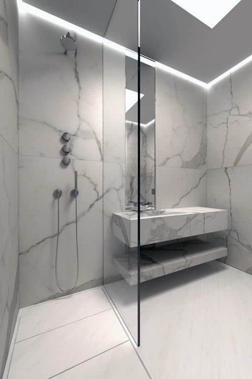 cool modern shower design ideas with marble tile