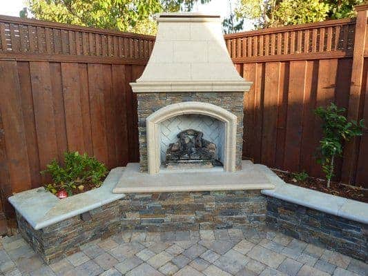 corner fireplace in yard