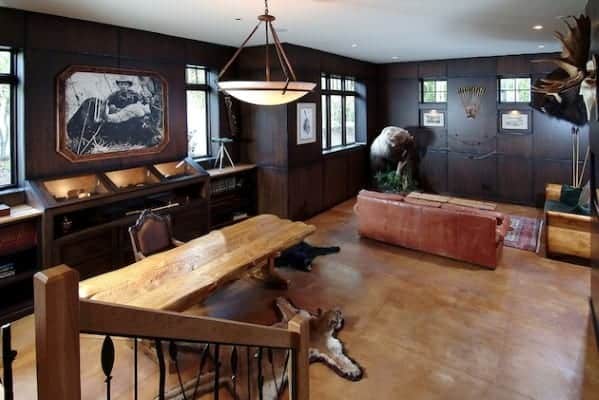 cabin-style man cave 