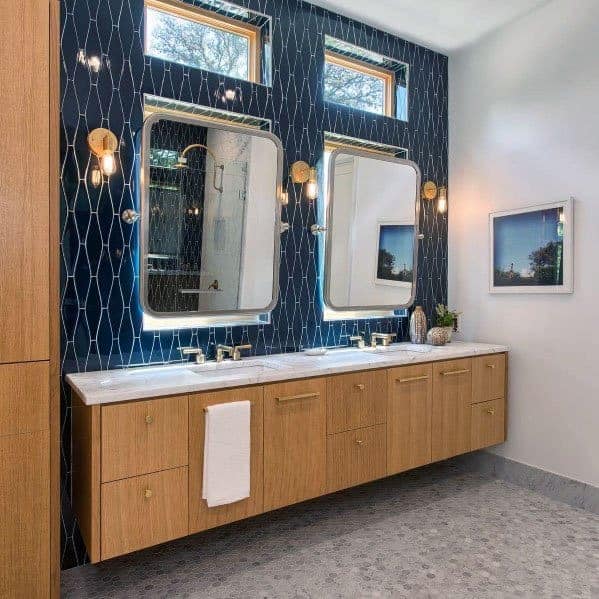 design ideas for blue tile bathroom