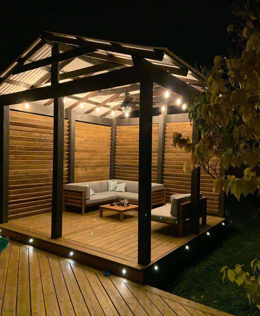 Deck with a wooden fence