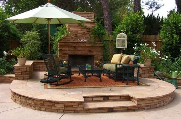 gas outdoor fireplace seating