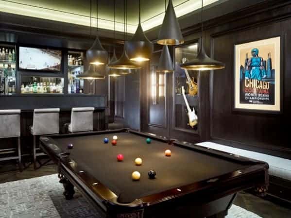 Man cave with pool table