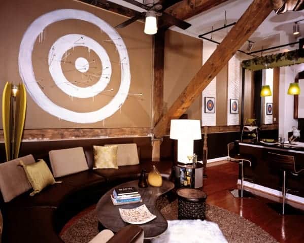 man cave with mural art 