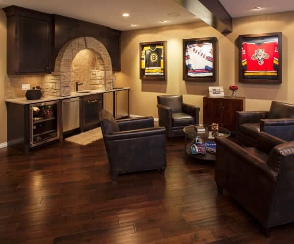 Sports themed man cave