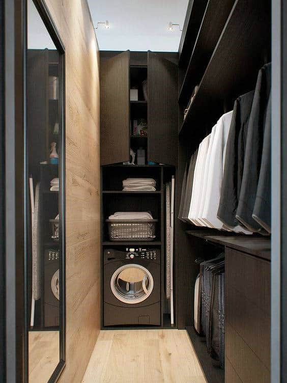 Narrow walk in closet 