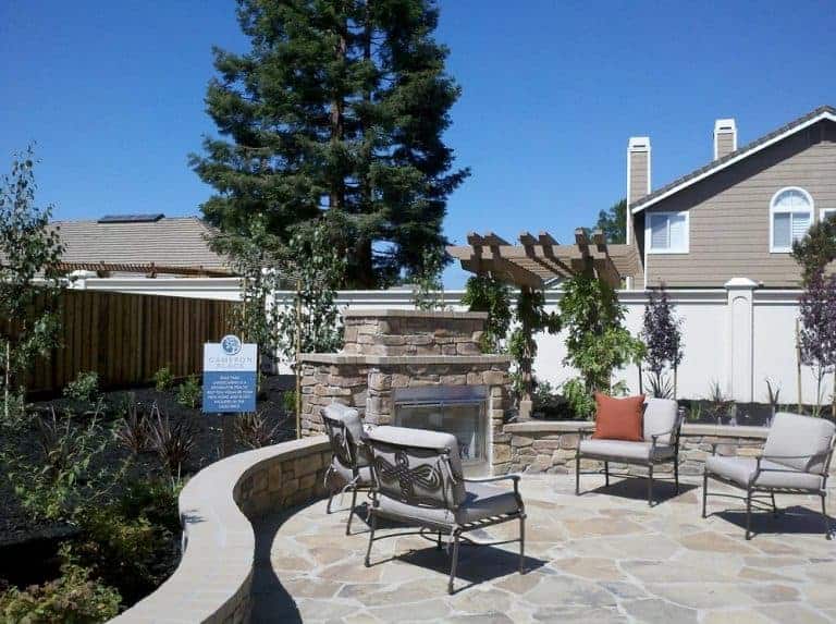 open patio with fireplace