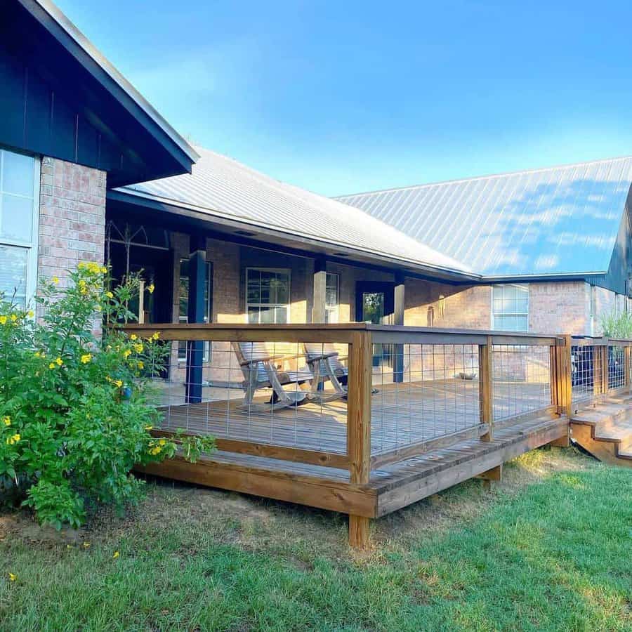 Backyard deck with cable railings