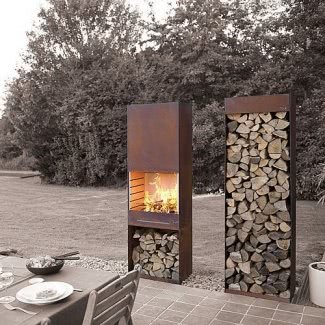 outdoor steel fireplace